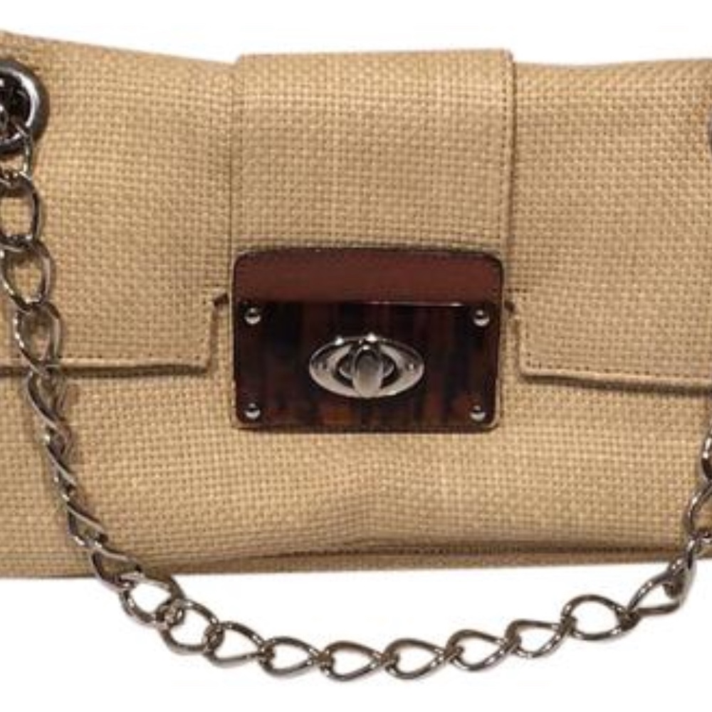 Lanvin Straw Tortoiseshell Chain Shoulder Bag